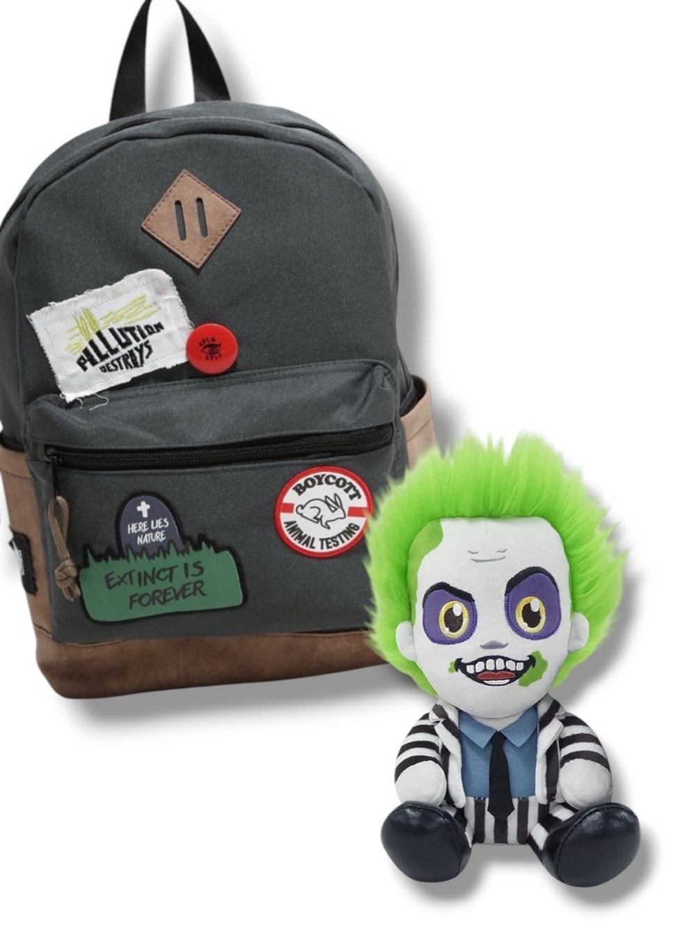 Beetlejuice Bundle Backpack + Kidrobot 7.5 “ Plush NWT Movie Collectible Set